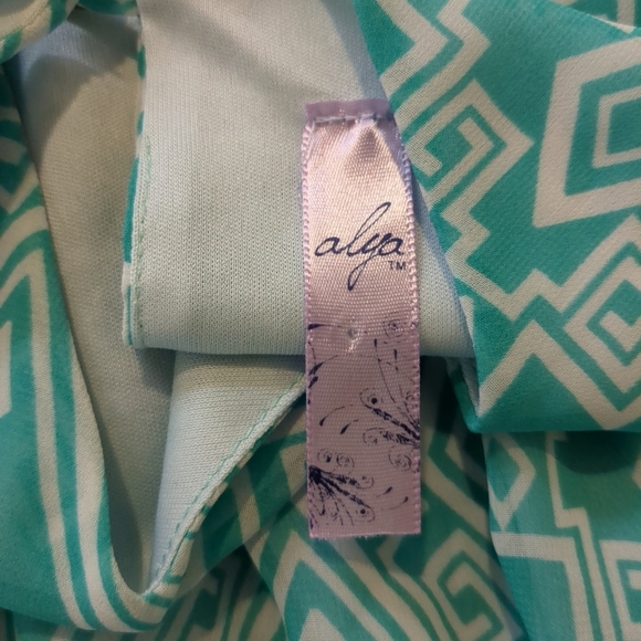 Alya Women's Aqua/White Patterned Dress , Size L - Picture 5 of 6